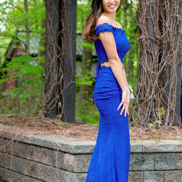 2 Piece Corset Back Prom Dress - Picture 2 of 4